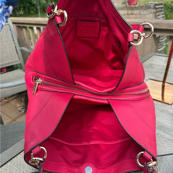 EUC! Coach Red Lexy Pebbled Leather Shoulder Bag - Picture 12 of 14